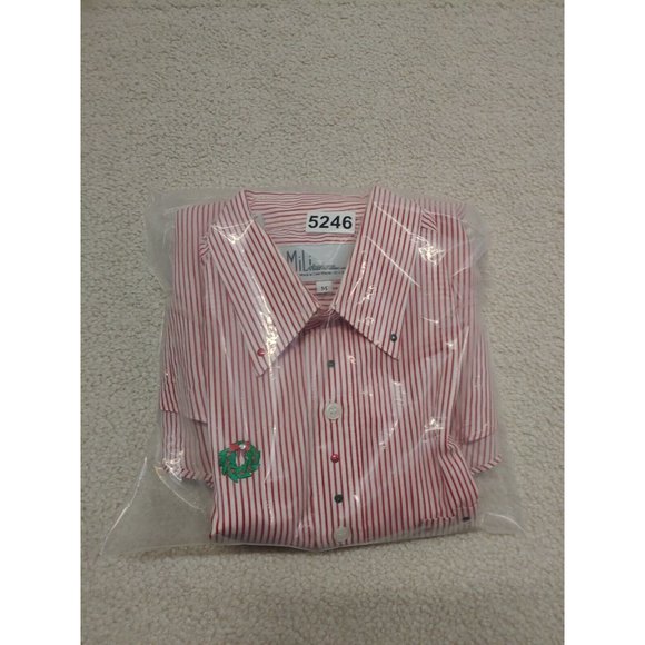 Mili Designs Button Up Shirt Women's M Red Striped Christmas Embroidered - Picture 15 of 15